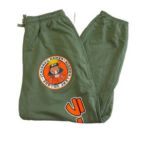 Naruto Ramen eating men's green‎ sweat pants joggers Hidden Leaf Village Size 2X